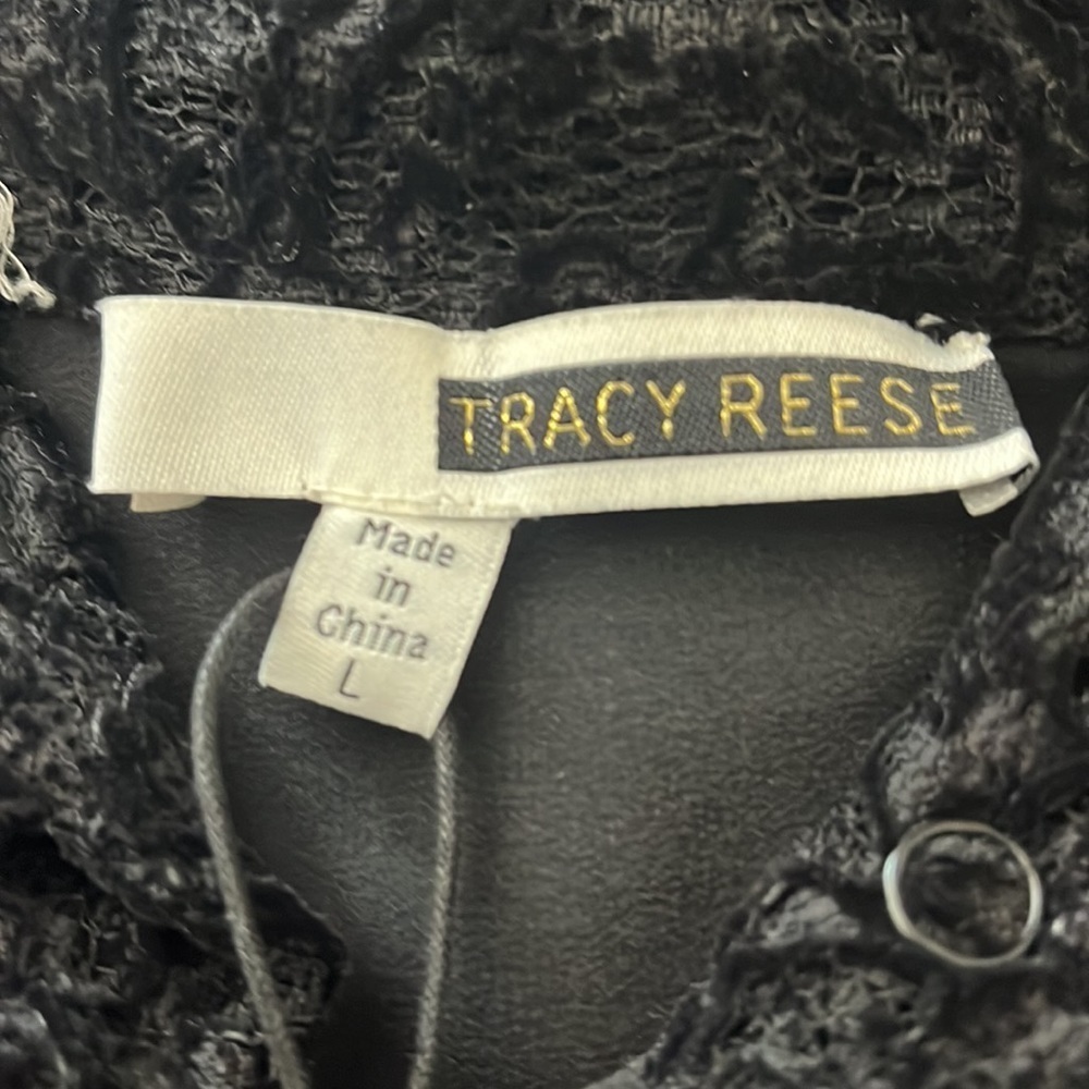NWT TRACY REESE lace silk collared shirt - Picture 6 of 7